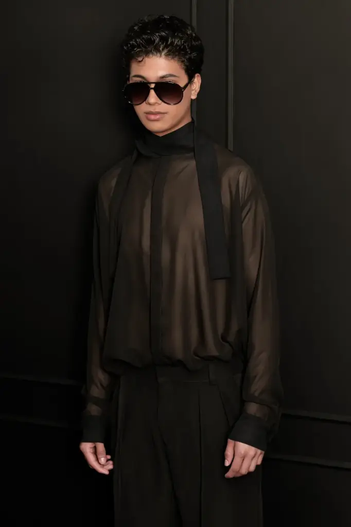 CAMISA “TRANSLUCENT ATTITUDE / BLACK DROP” – OUZA COUTURE SS25
